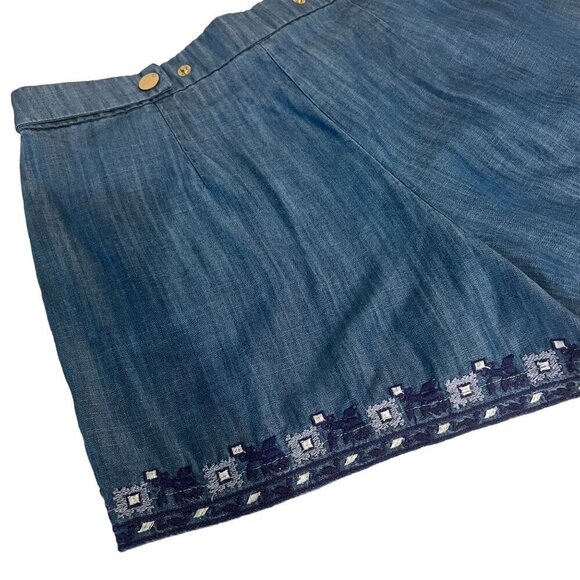 Kaari Blue Embroidered Denim/Chambray Shorts Women's Size 6 - Picture 16 of 16